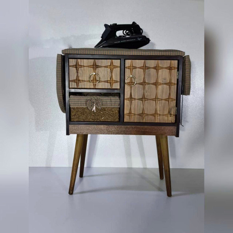میز اتو چوبی ام دی اف مدل پایه بلند کمد دار