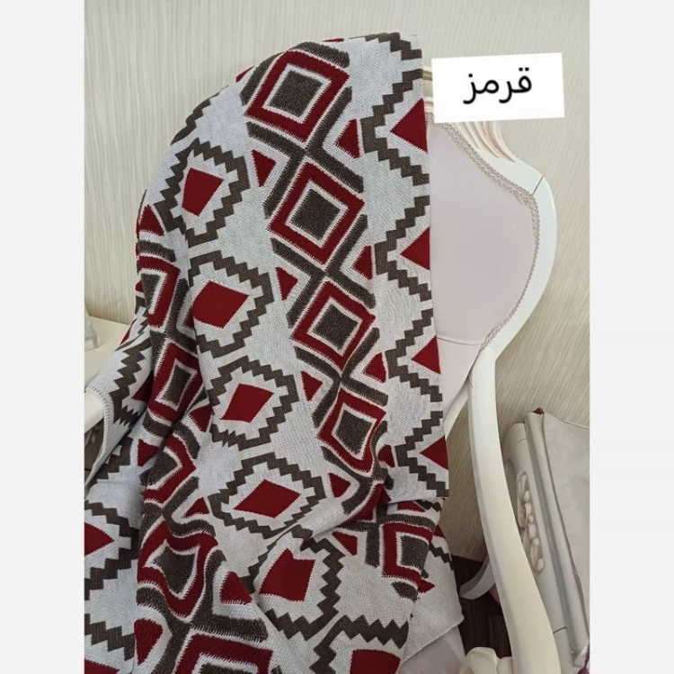 شال مبل پانچ دوزی شده با نخ آکریلیک ترک،شال مبل پانچی بزرگghsh13740