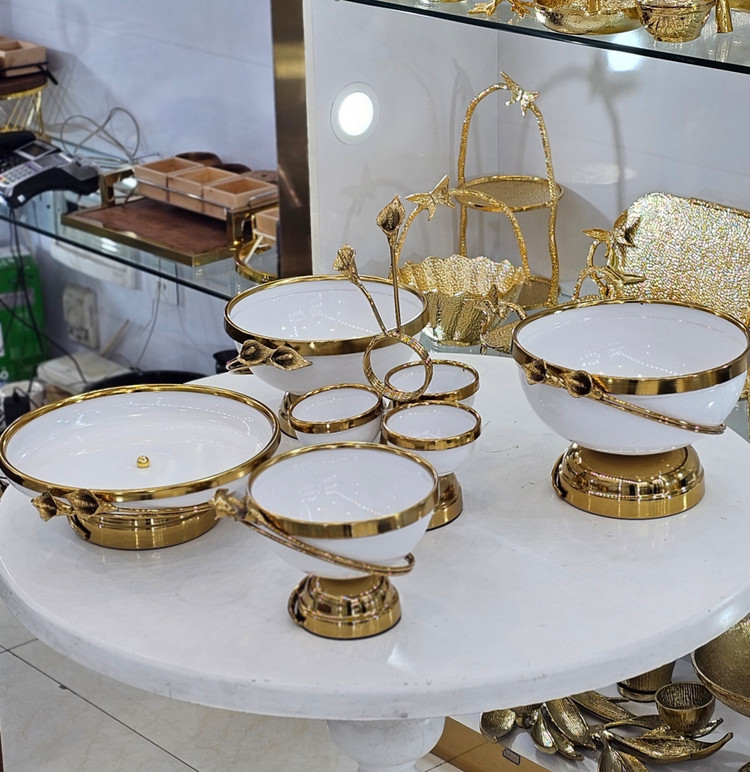 ست پذیرایی لیلیوم 5تیکه گل برنجی شیپوری (ارسال رایگان)