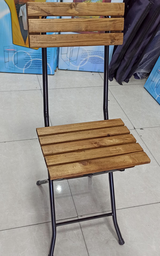 میز و صندلی سفری مدل چوب و فلز تاشو مجموعه سه عددی کد d25504