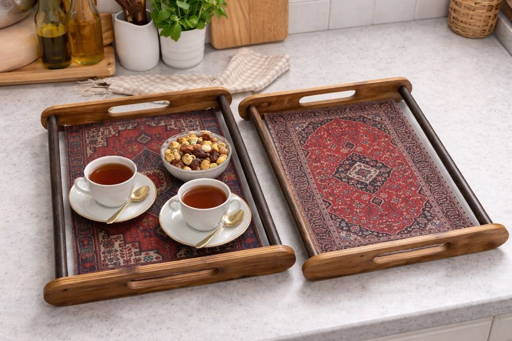 سینی کف شیشه ای طرح قالیچه