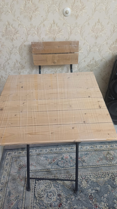 میز و صندلی سفری مدل چوب و فلز تاشو مجموعه سه عددی کد d25504